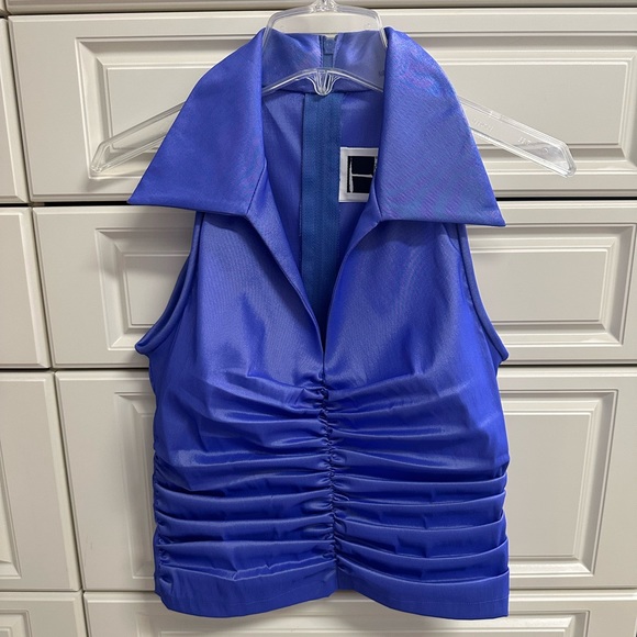 Vintage Tadashi Petite Shirred Sleeveless Top - Picture 1 of 5